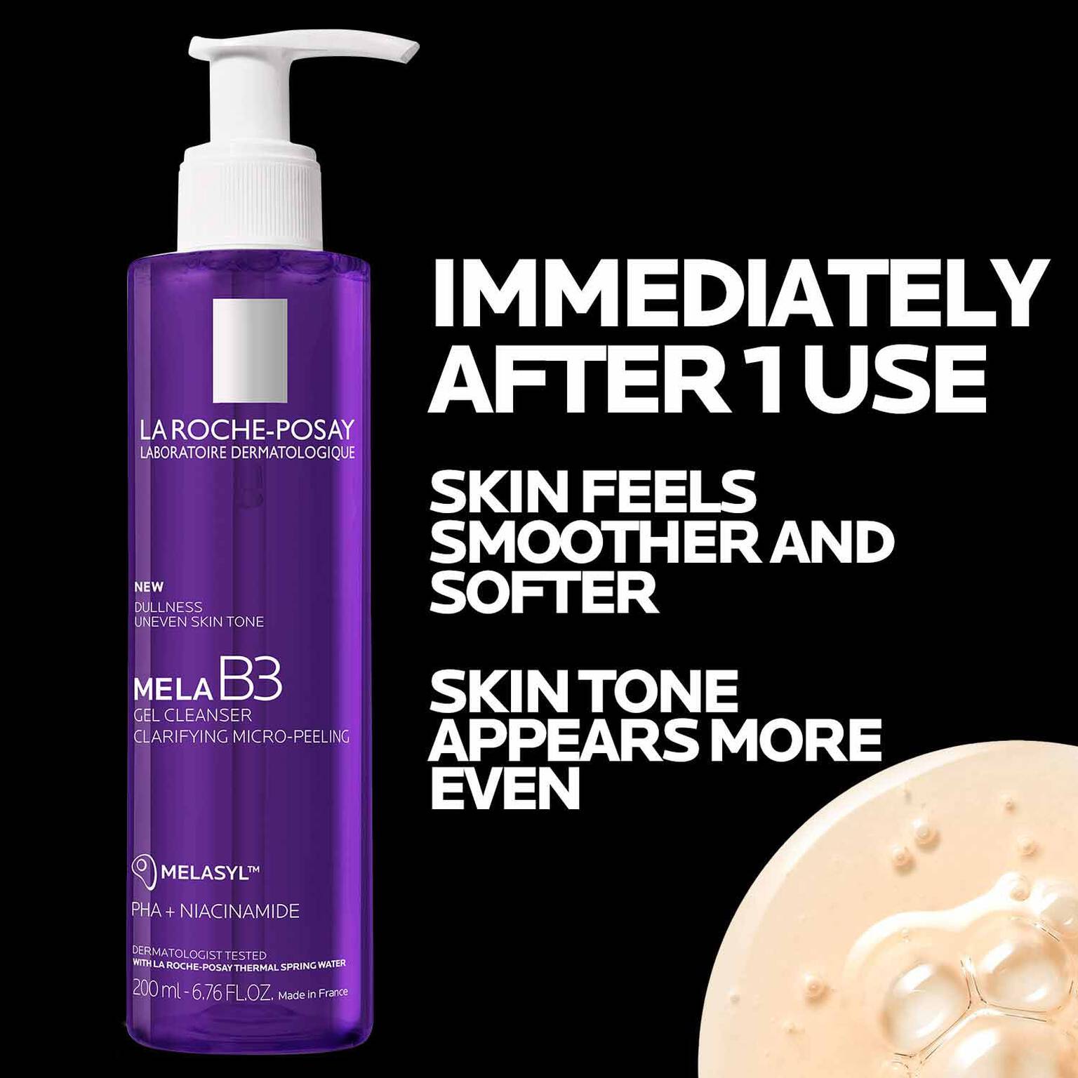 mela-b3-facial-gel-cleanser-with-melasyltm-niacinamide-u2 4_LaRochePosay-Product-MelaB3-MelaB3Cleanser-200ml-03337875890069-Benefits.jpg